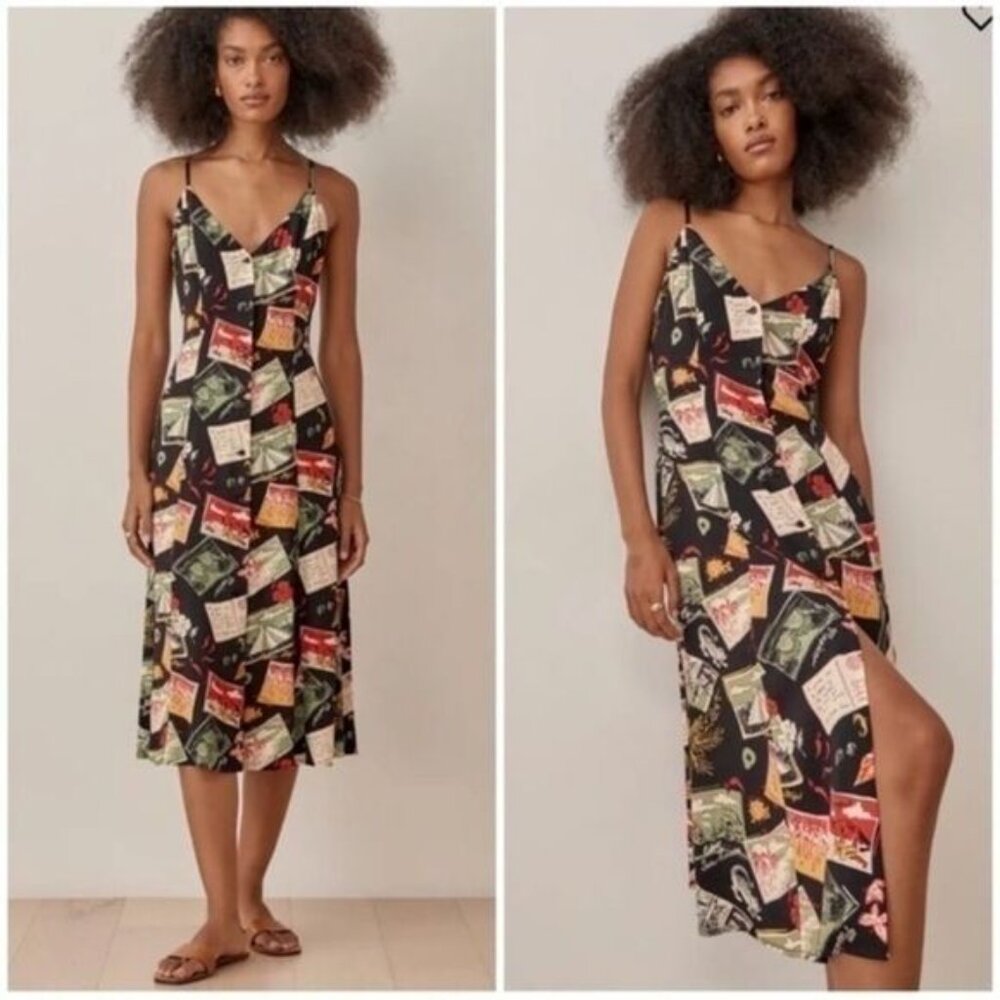 Reformation Gemstone Midi Black Dress Postcard Size 2
